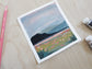 Pinkk Fields Original Gouache Landscape Painting