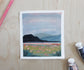 Pinkk Fields Original Gouache Landscape Painting