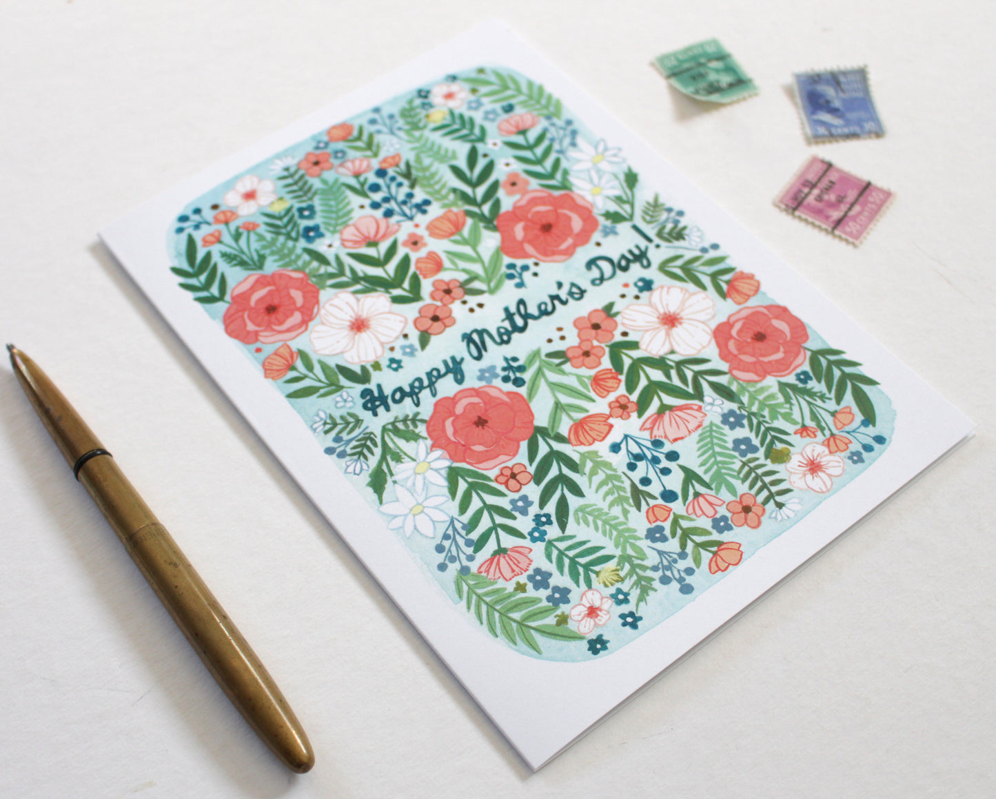 Pink Floral Hand Illustrated Illustrated Mother's Day Card