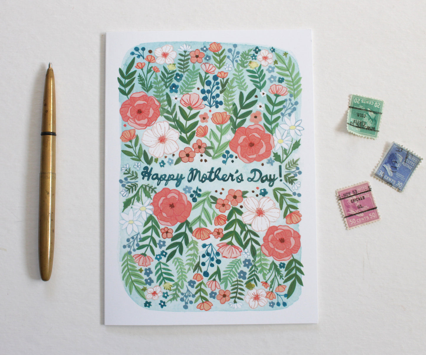 Pink Floral Hand Illustrated Illustrated Mother's Day Card