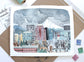 Original Hand Drawn Painting of Downtown Portland Oregon