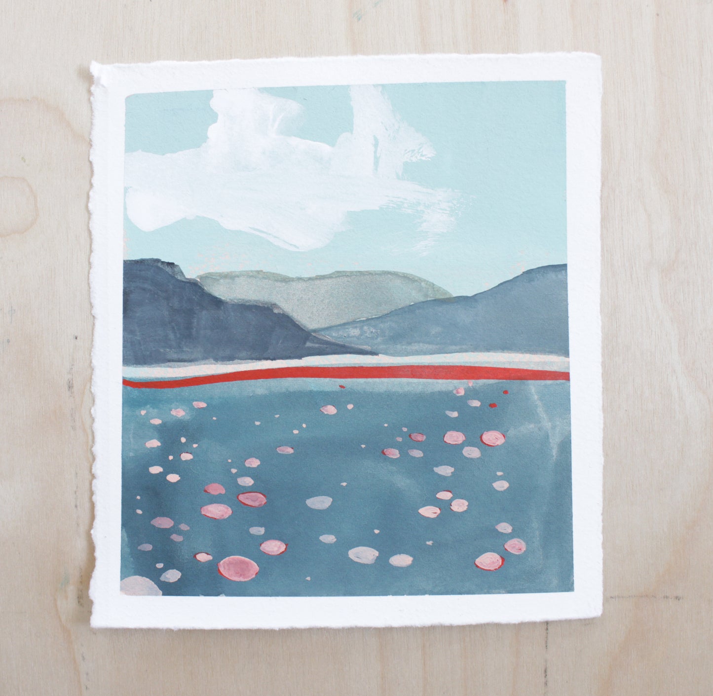 Rolling Hills Original Gouache Painting