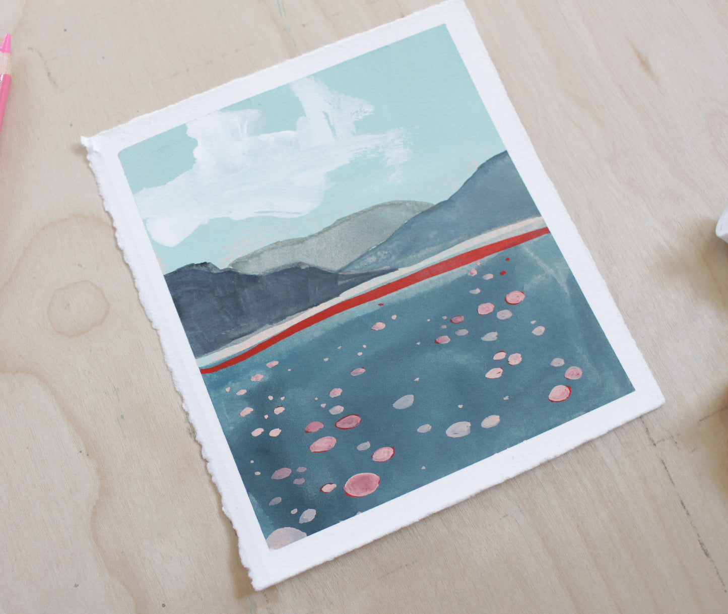 Rolling Hills Original Gouache Painting