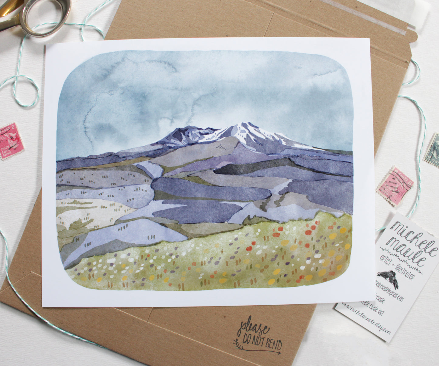 Mt St Helens 8x10 Hand Drawn Art Print