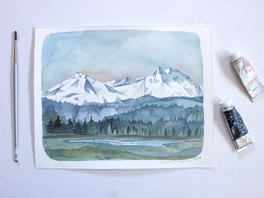 Original Painting of the Pacific Northwest Three Sisters Mountain Range