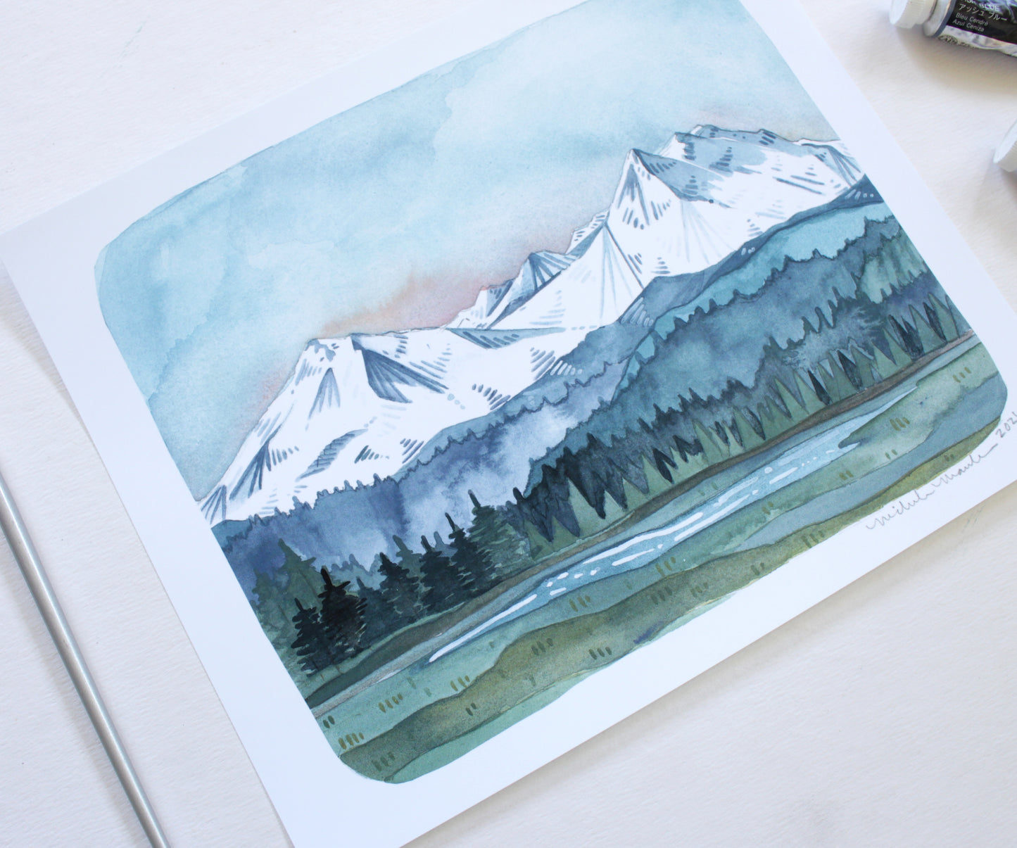 Three Sisters Mountain Range Reproduction 8x10 Print