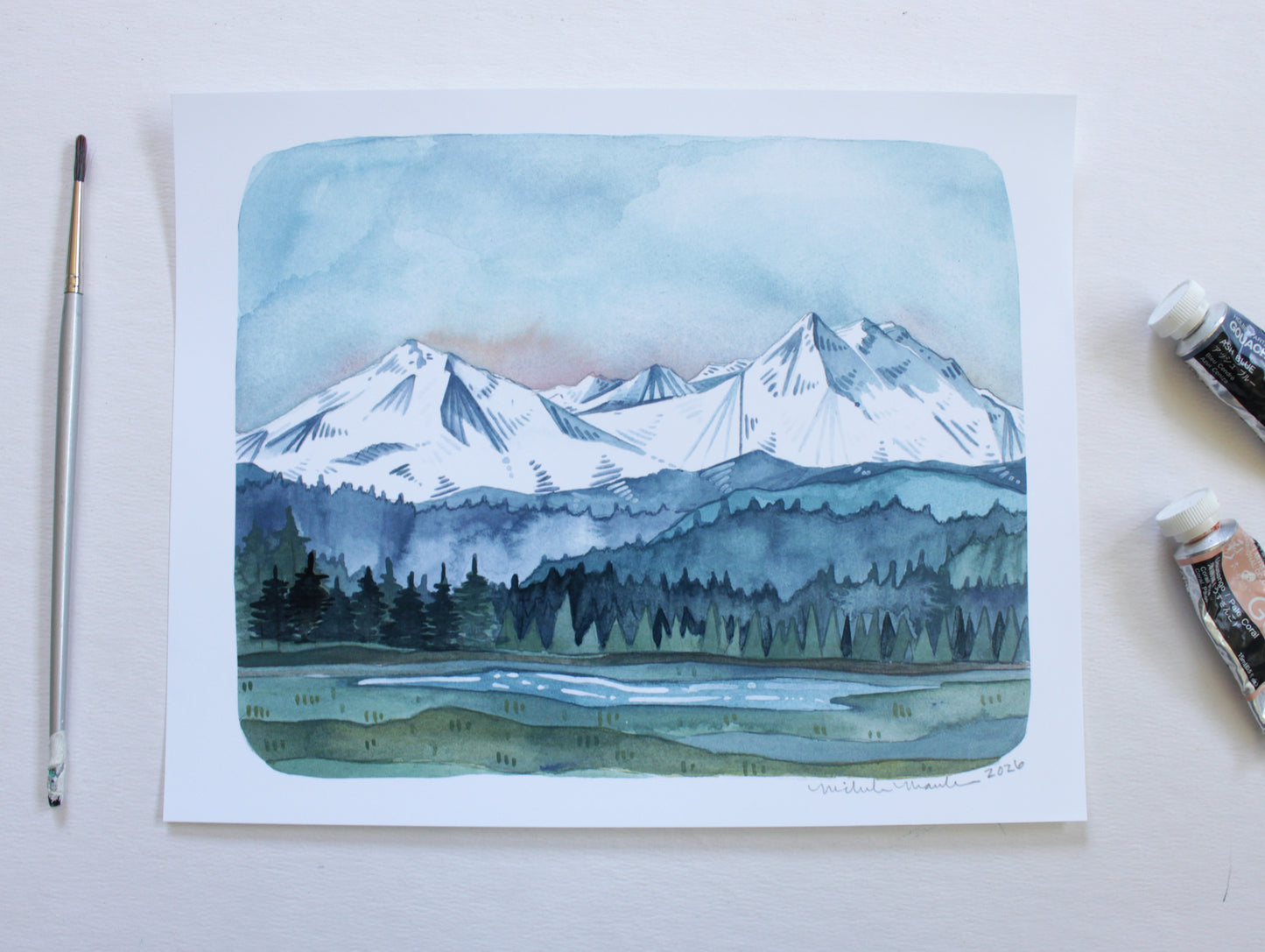 Three Sisters Mountain Range Reproduction 8x10 Print
