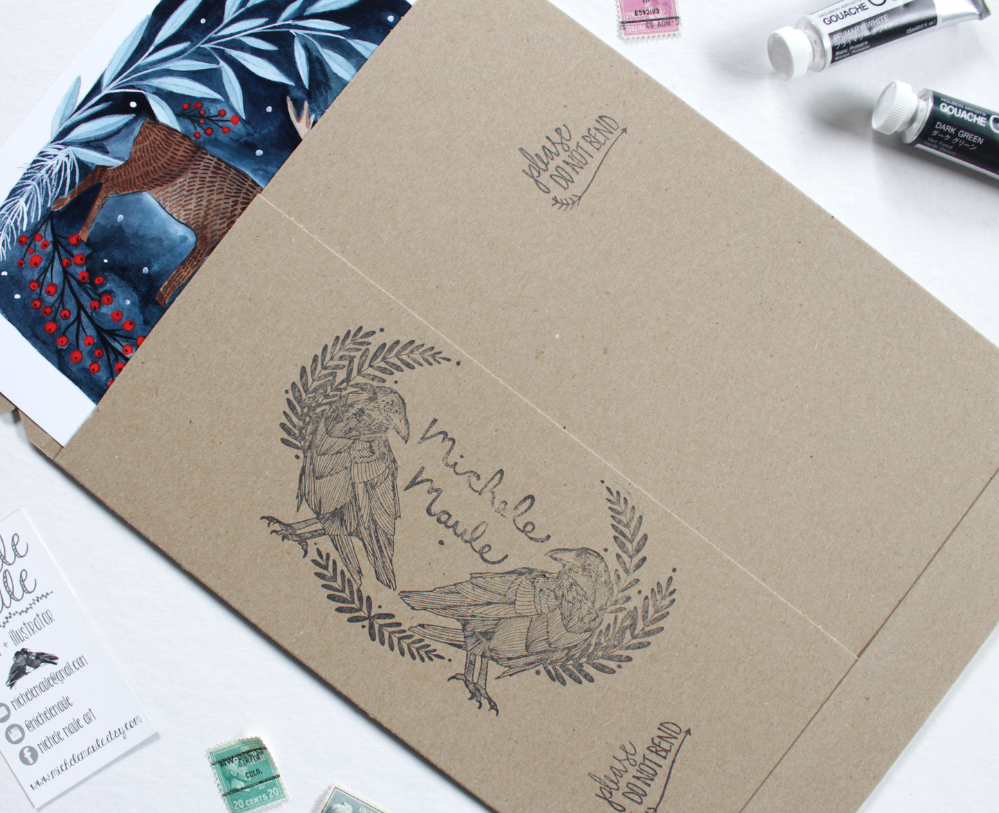 Hand Illustrated Holiday Stag Artwork
