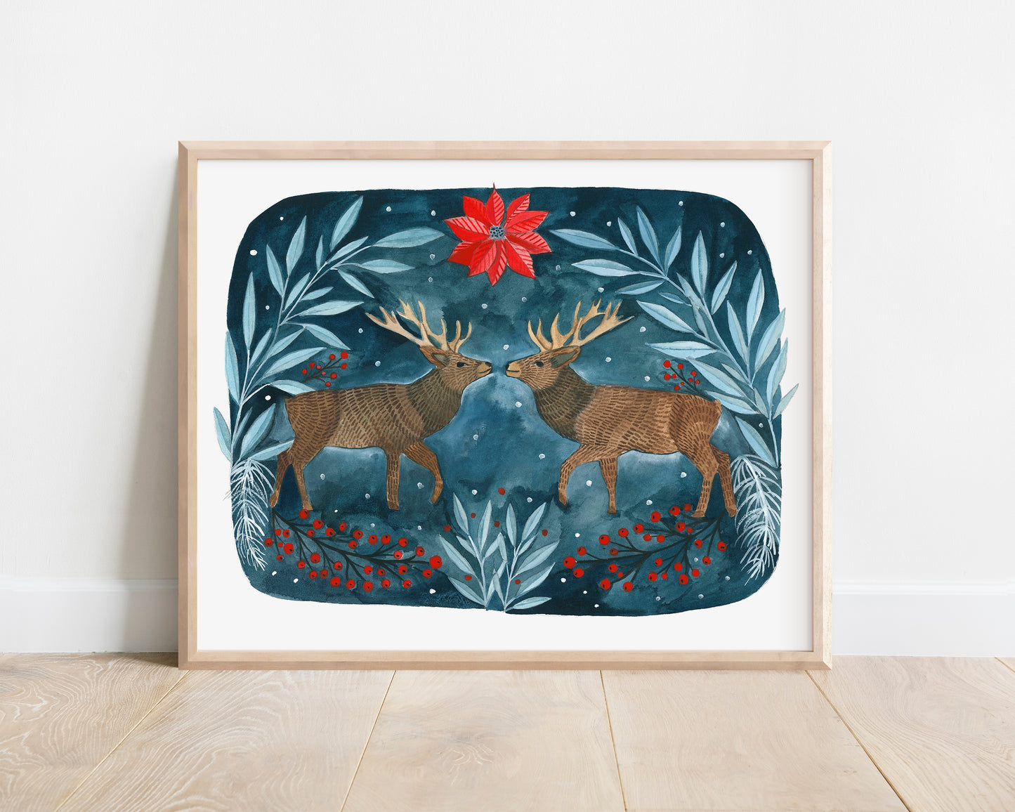 Hand Illustrated Holiday Stag Artwork