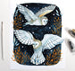 Hand Drawn and Painted Two White Barn Owls at Night