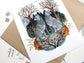 Hand Drawn and Painted Art Print - Full Moon Wolves