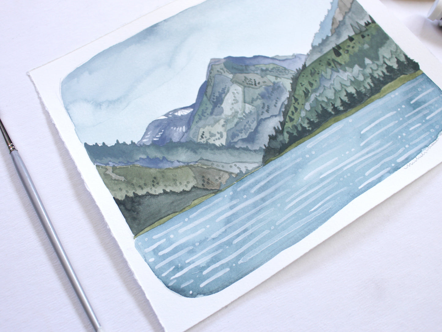 Original Hand Painted Painting of Wallowa Lake and Mountains