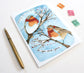 Blank Winter Robins Holiday Card - Love and Peace