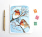 Blank Winter Robins Holiday Card - Love and Peace