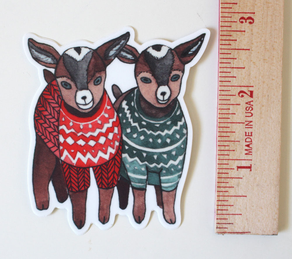 Baby Goats in Sweaters Vinyl Sticker Decal