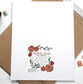 Hand Drawn Bunny Illustration with Marigold Flowers (11x14)