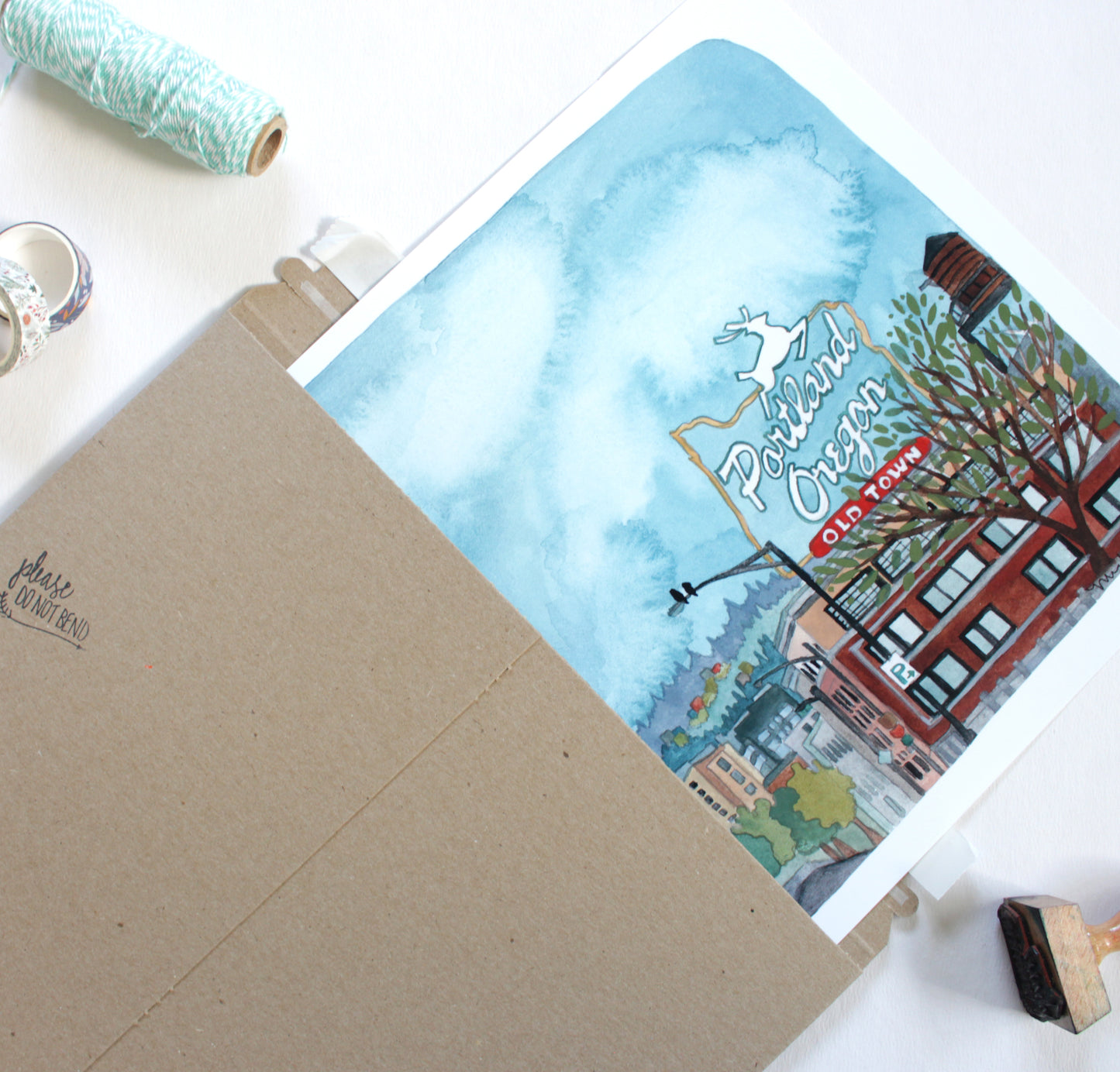 Portland Oregon Illustration Art Print - 11x14"