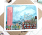 Portland Oregon Illustration Art Print - 11x14"
