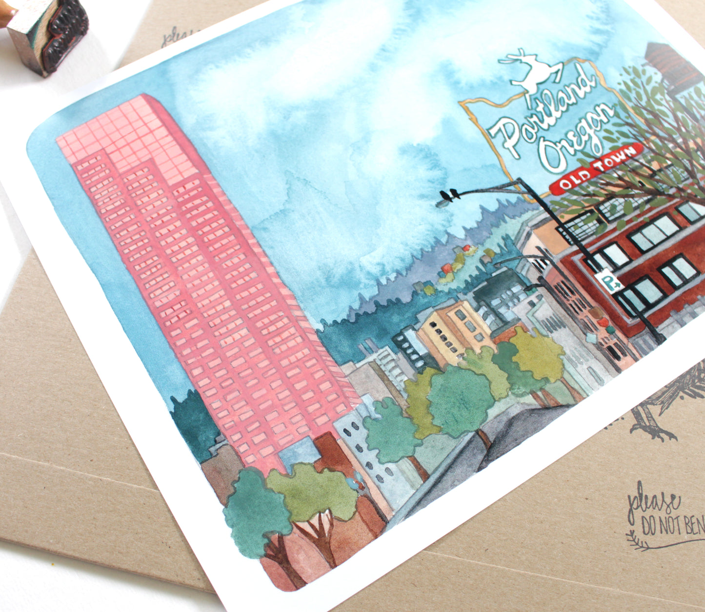 Portland Oregon Illustration Art Print - 11x14"