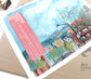 Portland Oregon Illustration Art Print - 11x14"