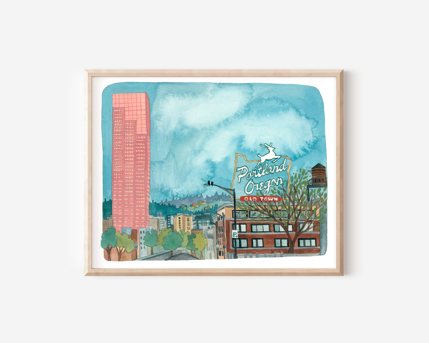 Portland Oregon Illustration Art Print - 11x14"