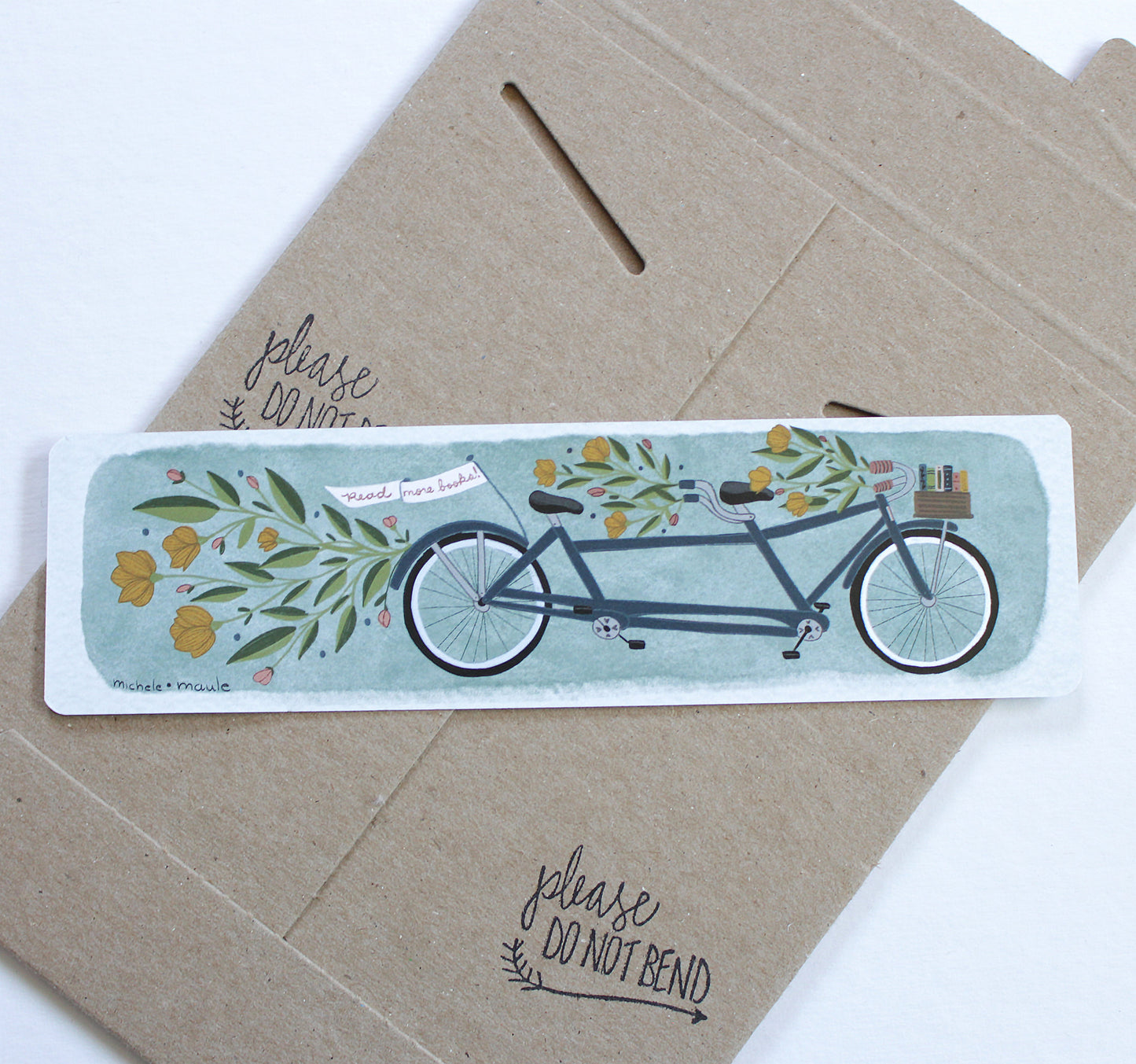 Tandem Bike Two Sided Illustrated Bookmark