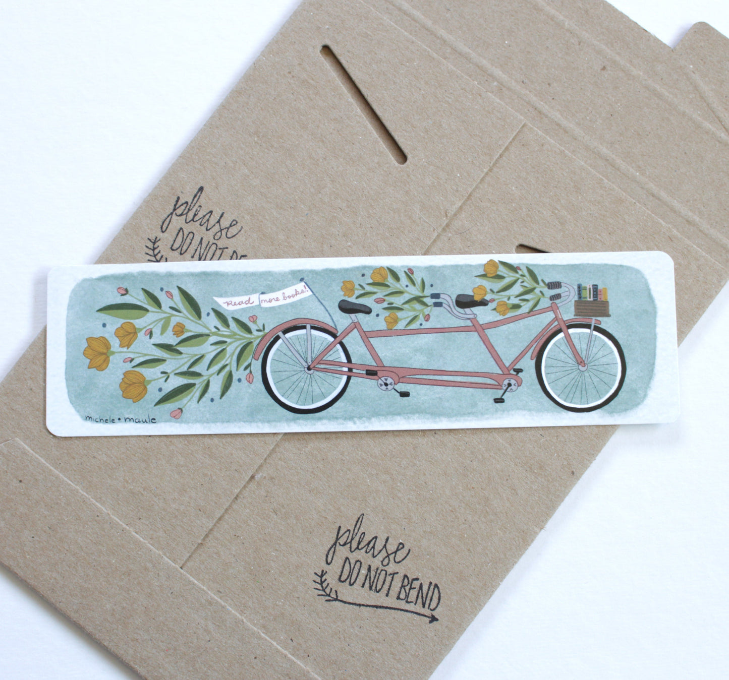 Tandem Bike Two Sided Illustrated Bookmark