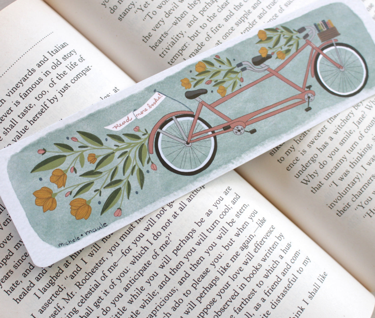 Tandem Bike Two Sided Illustrated Bookmark