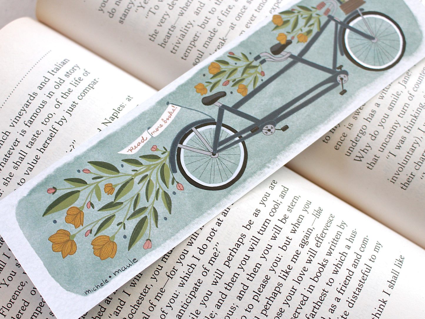 Tandem Bike Two Sided Illustrated Bookmark