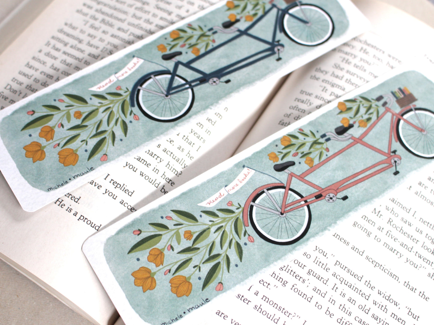 Tandem Bike Two Sided Illustrated Bookmark