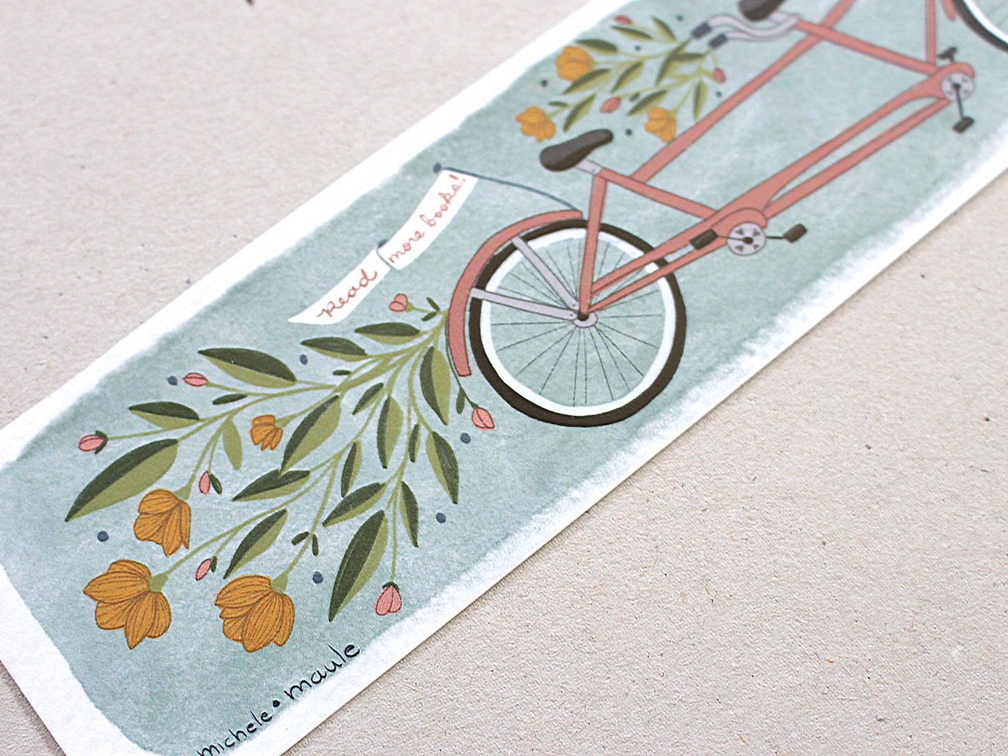 Tandem Bike Two Sided Illustrated Bookmark