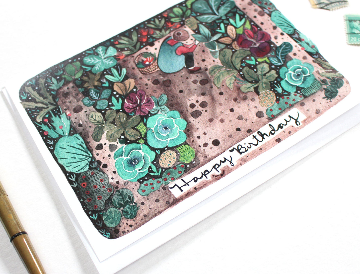 Hand-Drawn Birthday Greetings - Blank Card for Gardener
