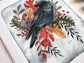 11x14 Autumn Crow: Vibrant Gouache Print for Nature Lovers