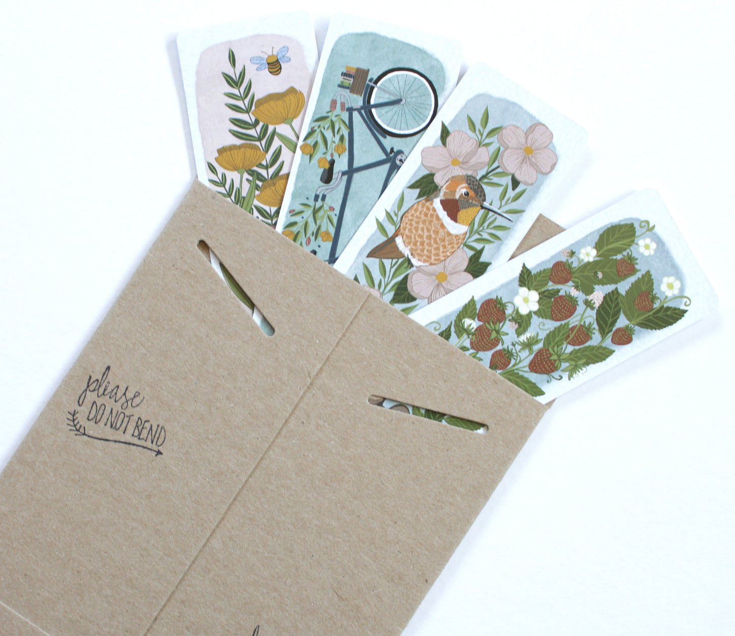 Set of Four Hand Illustrated Garden Bookmarks