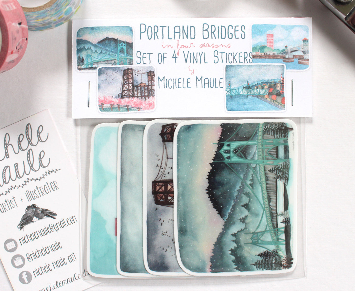 Portland Oregon Sticker Set - Four Seasons of Portland Bridges