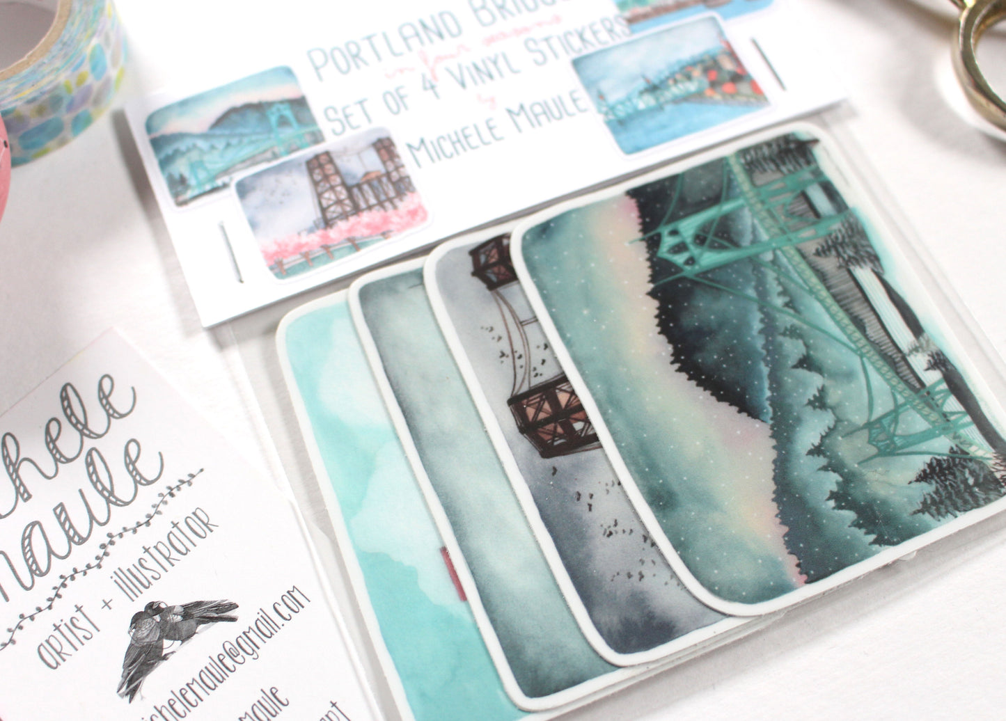 Portland Oregon Sticker Set - Four Seasons of Portland Bridges