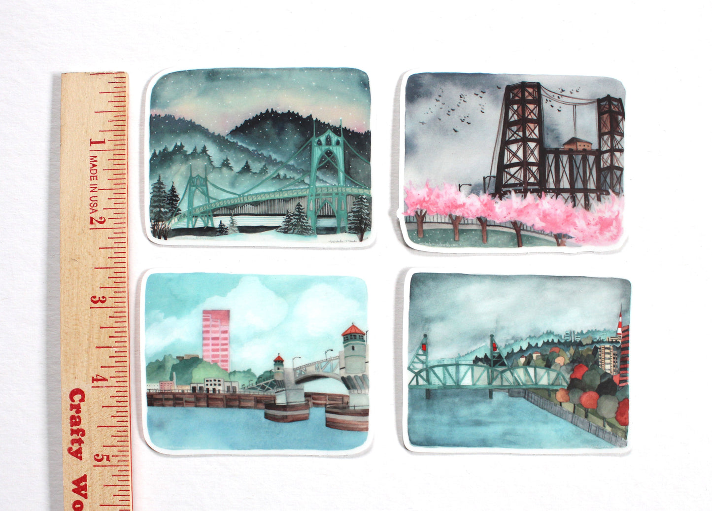 Portland Oregon Sticker Set - Four Seasons of Portland Bridges