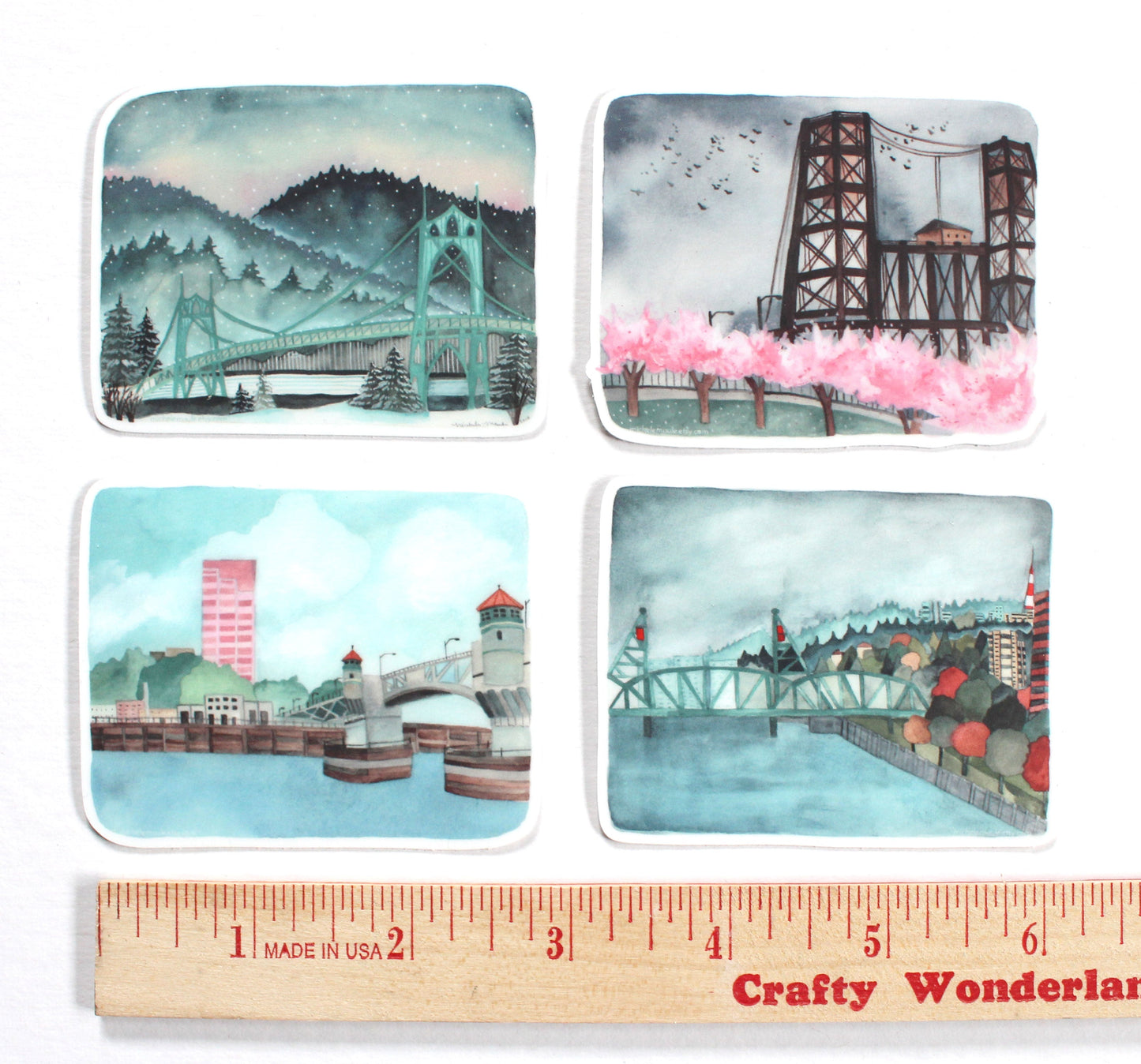 Portland Oregon Sticker Set - Four Seasons of Portland Bridges