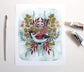 Hand Illustrated Brown Sparrow Art Print - 8x10