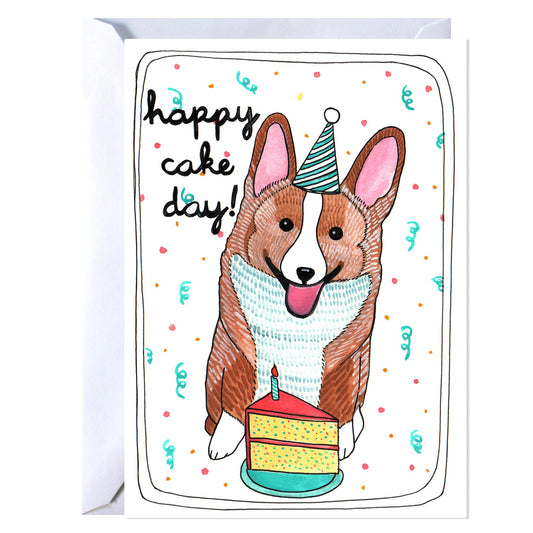 Happy Birthday Cheerful Corgi Party Card