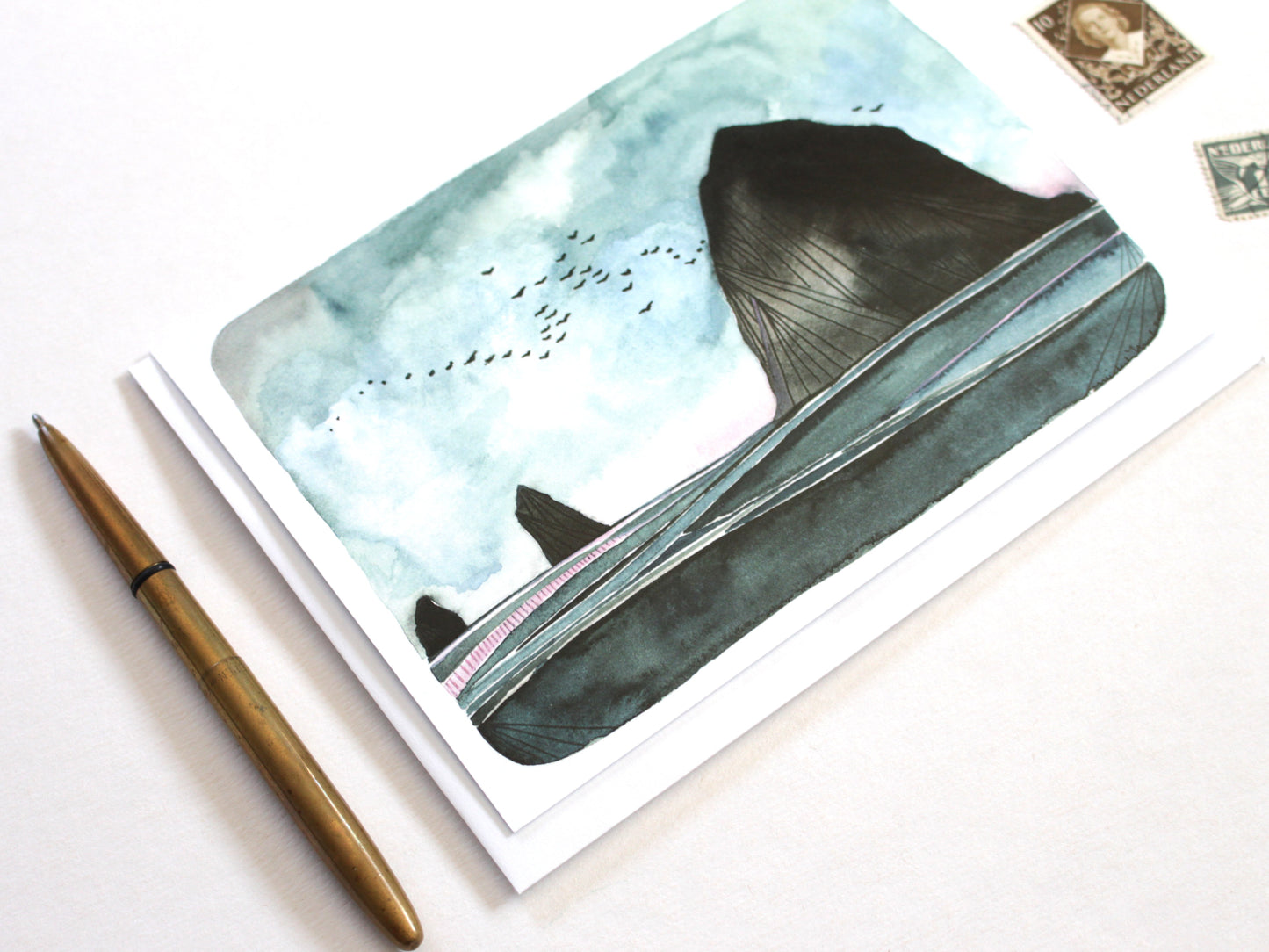 Oregon Coast Art Card featuring Haystack Rock - Blank Inside