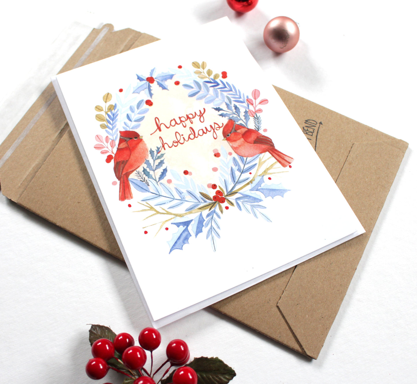 Holiday Card - Red Cardinals Happy Holidays