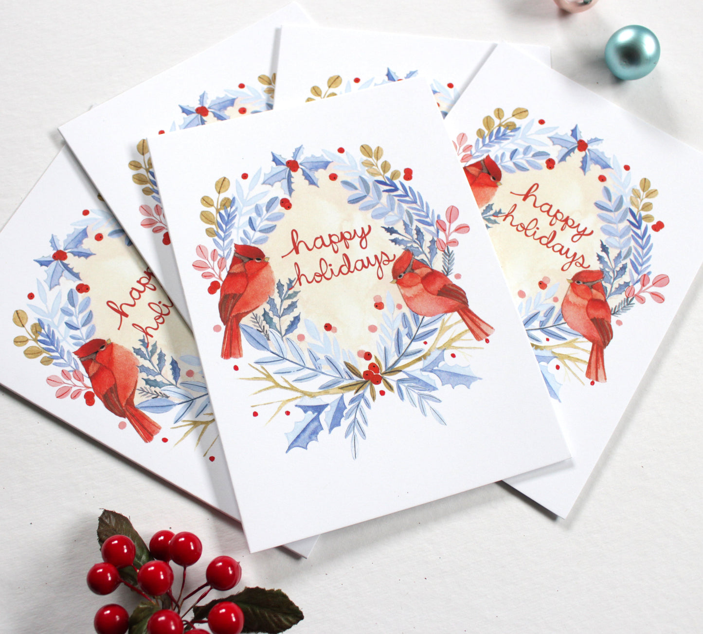 Set of Five Cardinal Holiday Cards