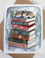 Hand Drawn Illustration Cat Napping on a Book Stack - 11x14" Print