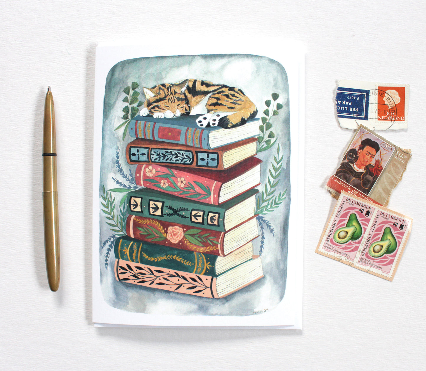 Hand Illustrated Cat Art Greeting Card - Sweet Design for a Cat Lover