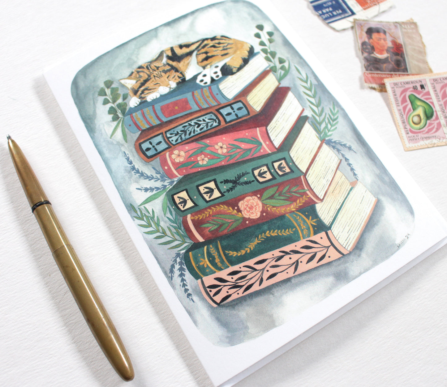 Hand Illustrated Cat Art Greeting Card - Sweet Design for a Cat Lover