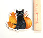 Black Cat with Fall Leaves Vinyl Sticker