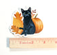 Black Cat with Fall Leaves Vinyl Sticker