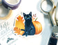 Black Cat with Fall Leaves Vinyl Sticker