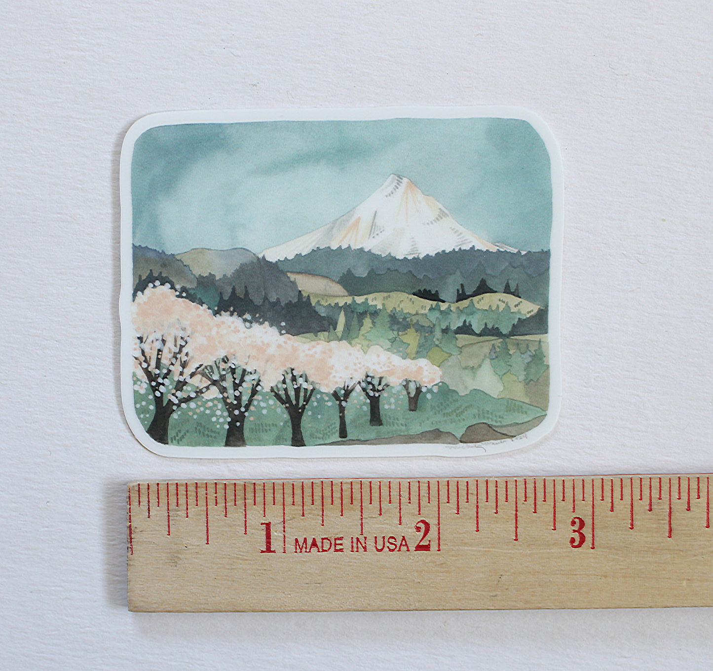 Set of Three Hand Illustrated  Vinyl Stickers - Three Views of Mt Hood